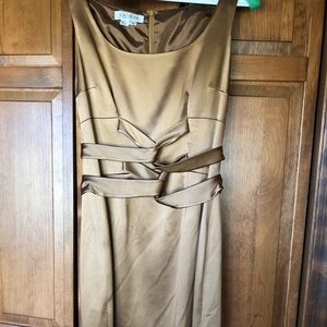 Kay Unger sand dress w/ wrap design on bodice